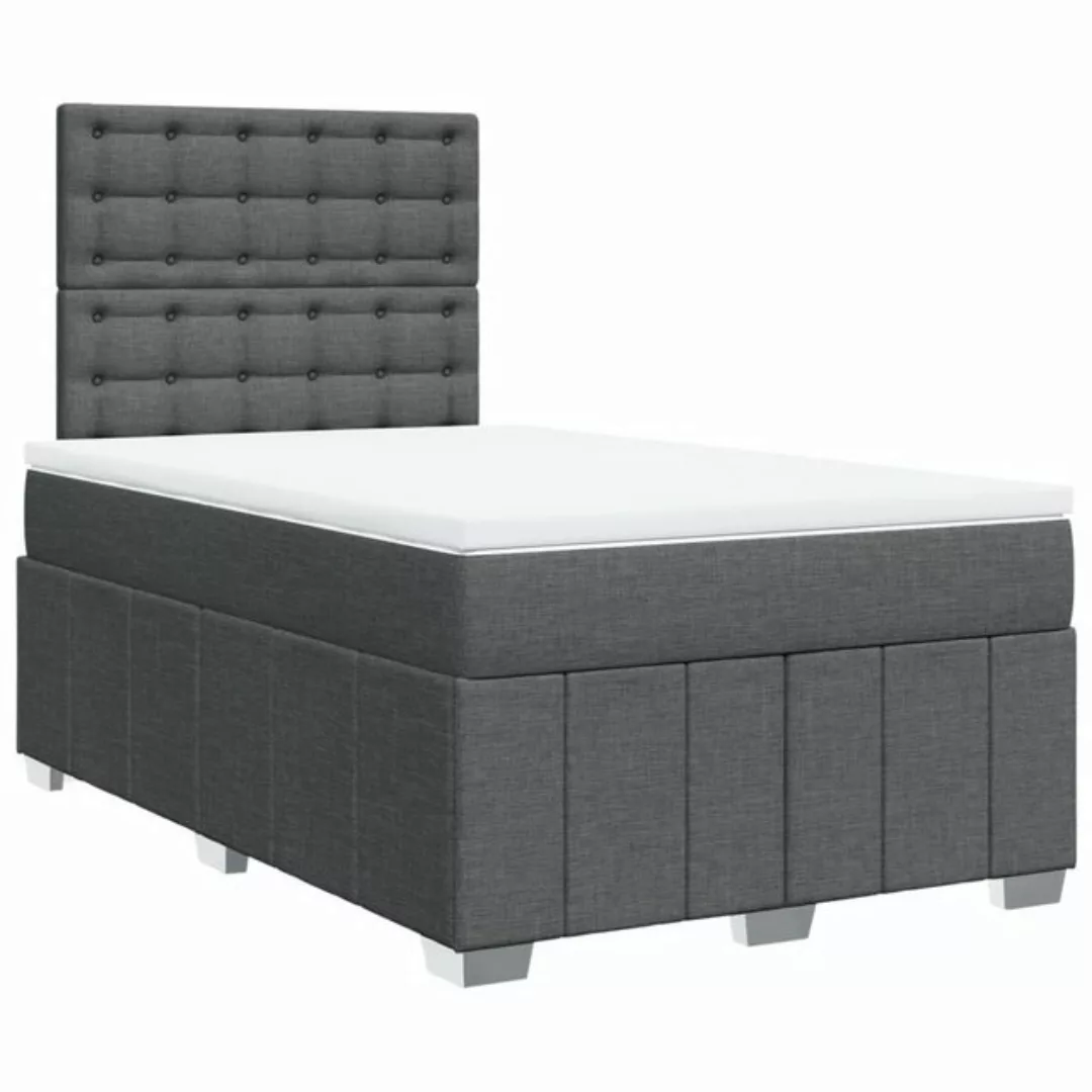 vidaXL Boxspringbett, Boxspringbett mit Matratze Dunkelgrau 120x190 cm Stof günstig online kaufen