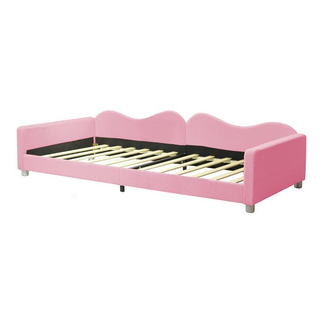 KoDise Schlafsofa mit Rückenlehne und Armlehnen Jugendbett Teddystoff Rosa günstig online kaufen