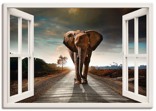 Artland Wandbild »Elefant auf Straße«, Fensterblick, (1 St.), als Leinwandb günstig online kaufen