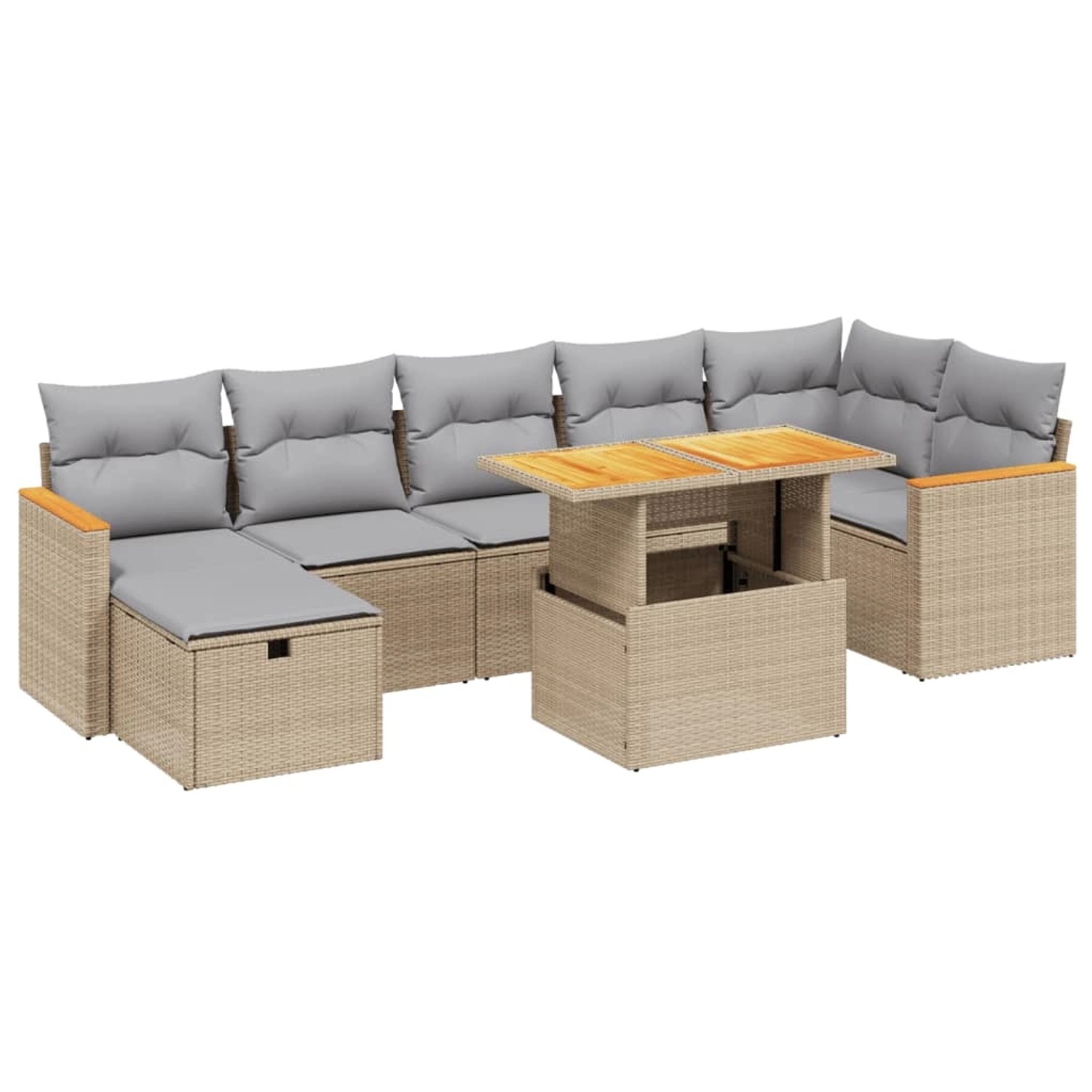 vidaXL 8-tlg Garten-Sofagarnitur mit Kissen Beige Poly Rattan Modell 315 günstig online kaufen