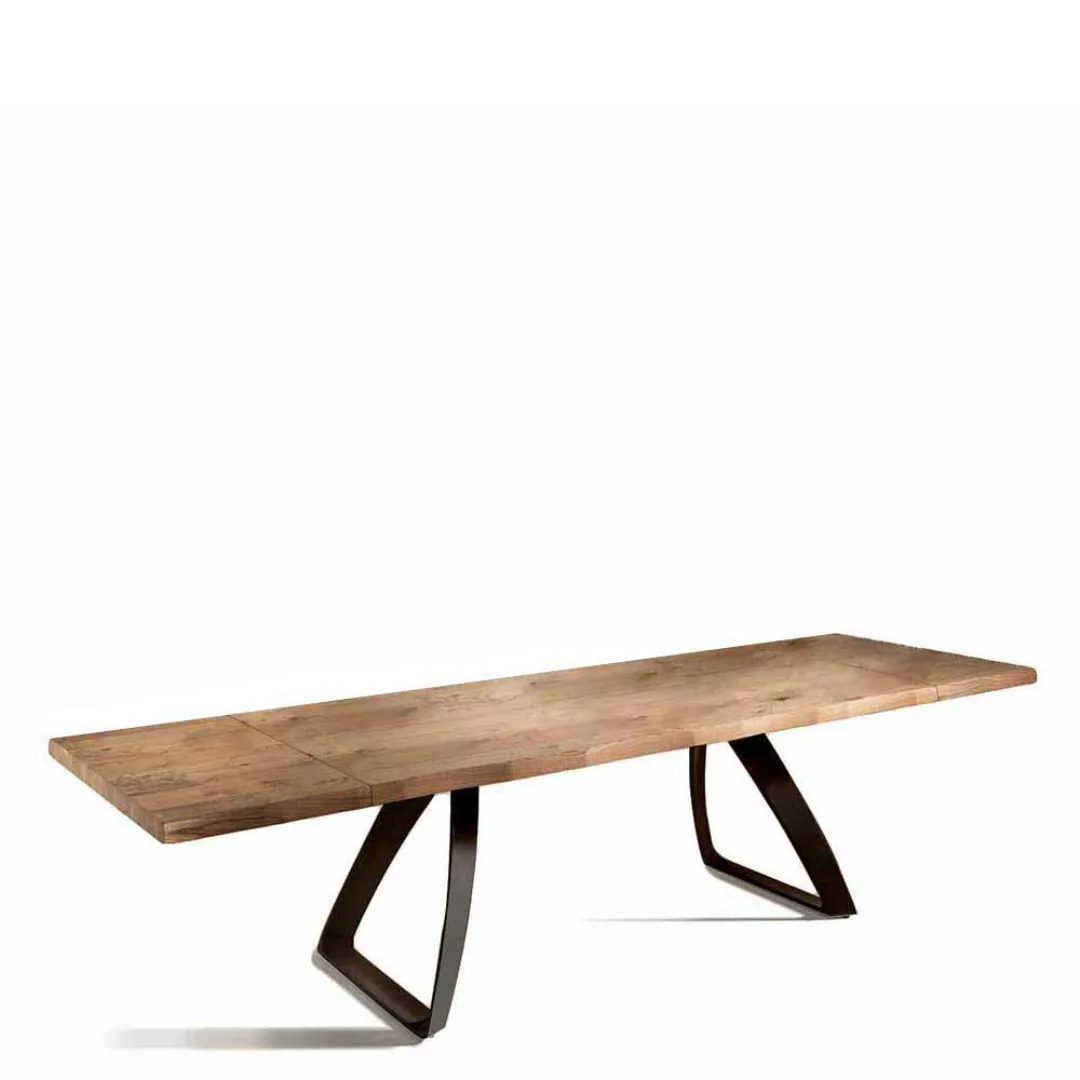 Design Esstisch mit Baumkante aus Eiche verlängerbar günstig online kaufen