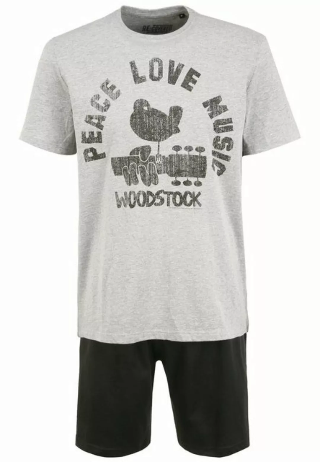 Recovered Loungepants Pyjama Lounge Set - Woodstock Peace Love Music Grey & günstig online kaufen