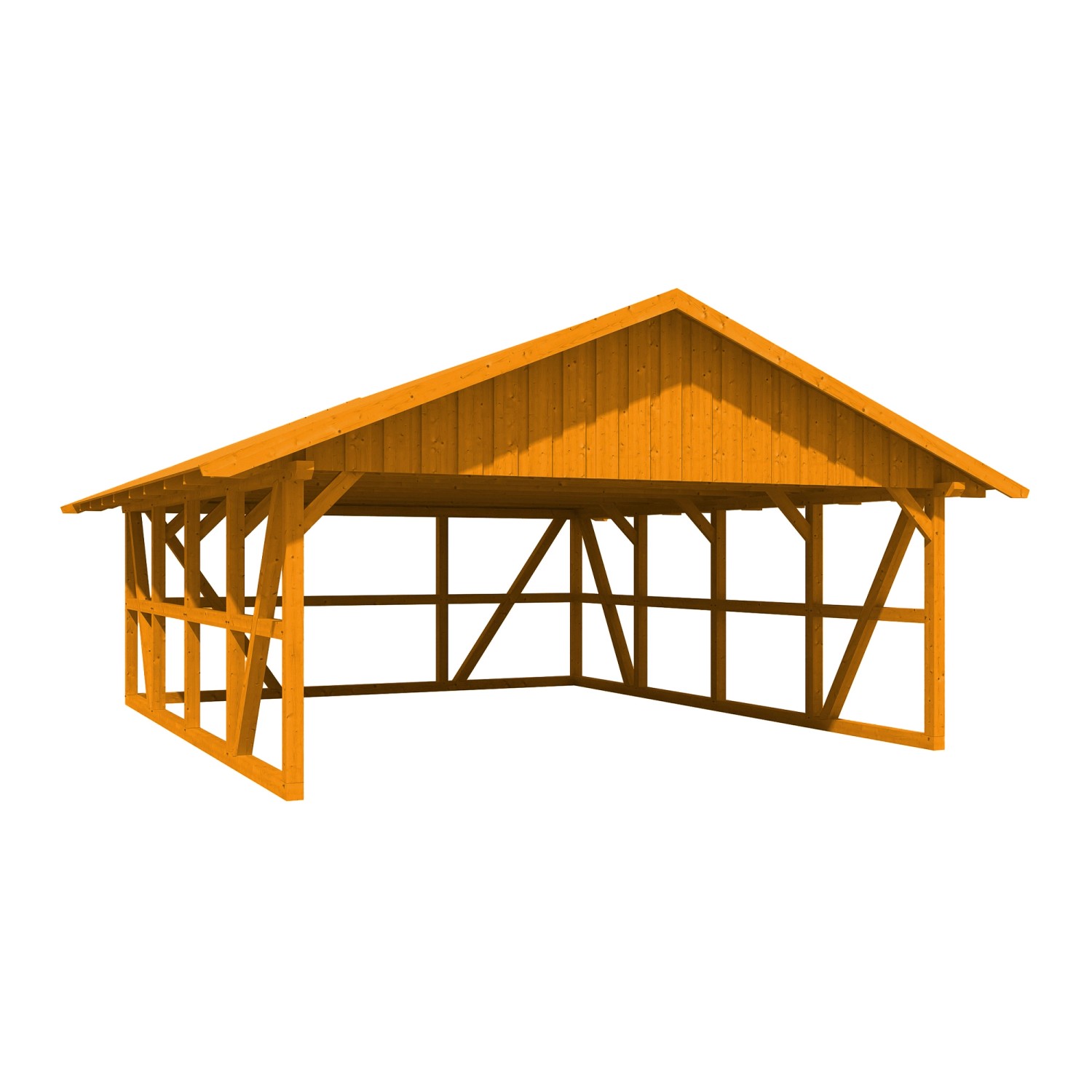 Skan Holz Carport Schwarzwald m. Dachschalung u. Rückwand 684 x 772 cm Eich günstig online kaufen