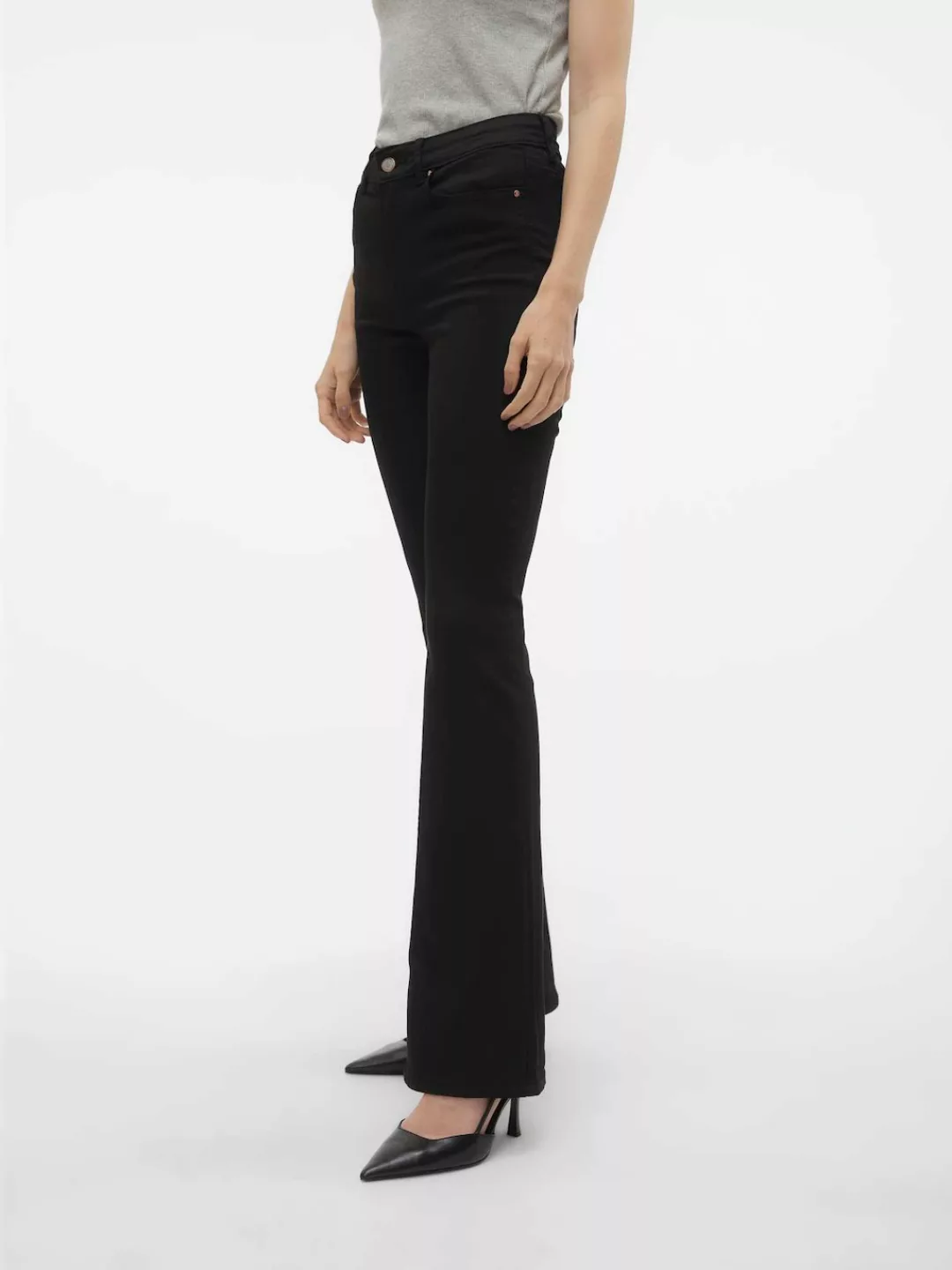 Vero Moda Damen Jeans VMFLASH MR FLARED LI140 GA XS S M L XL Schwarz - Blac günstig online kaufen