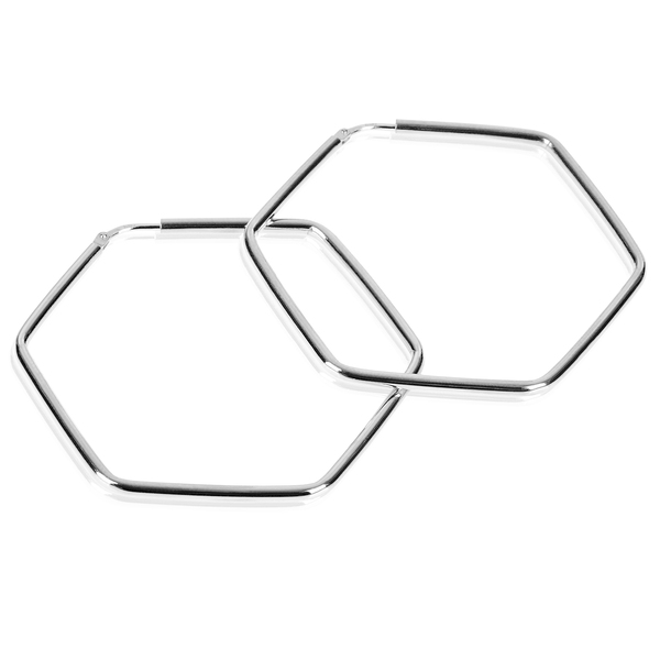 Creolen Hexagon Eckig 50mm Klein Sechseck 925 Sterling Silber Poliert günstig online kaufen