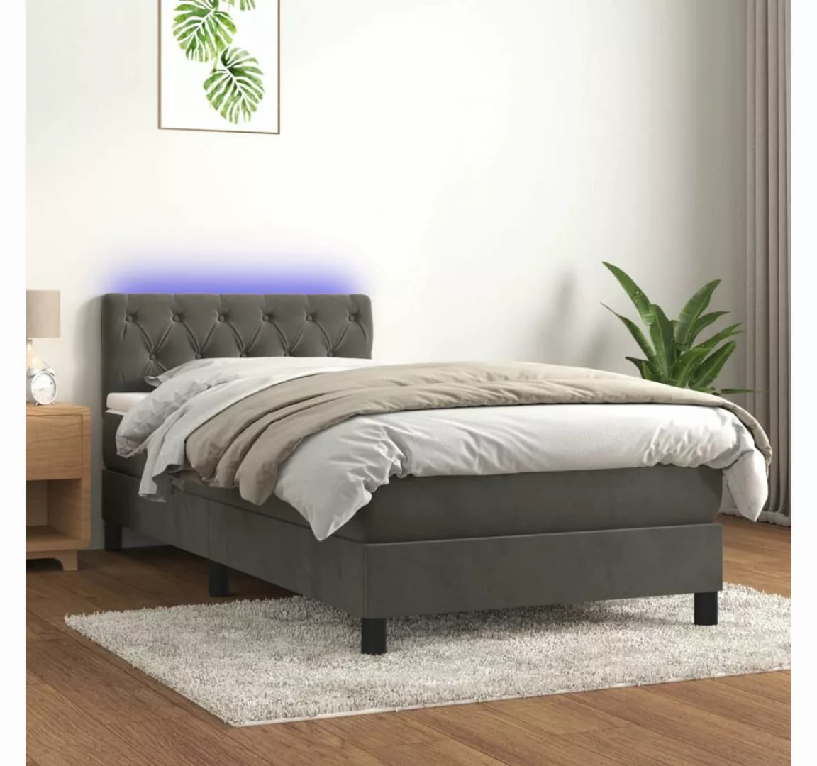 vidaXL Boxspringbett Bett Boxspringbett mit Matratze & LED Samt (80 x 200 c günstig online kaufen