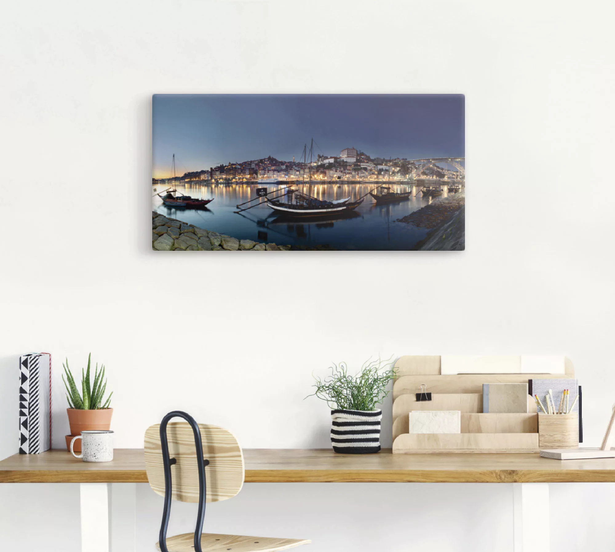 Artland Leinwandbild "Porto - Nachtpanorama", Europa, (1 St.), auf Keilrahm günstig online kaufen