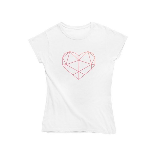 Novux T-Shirt Geo Heart Damen Tshirt Farbe Weiß (1-tlg) aus Baumwolle günstig online kaufen