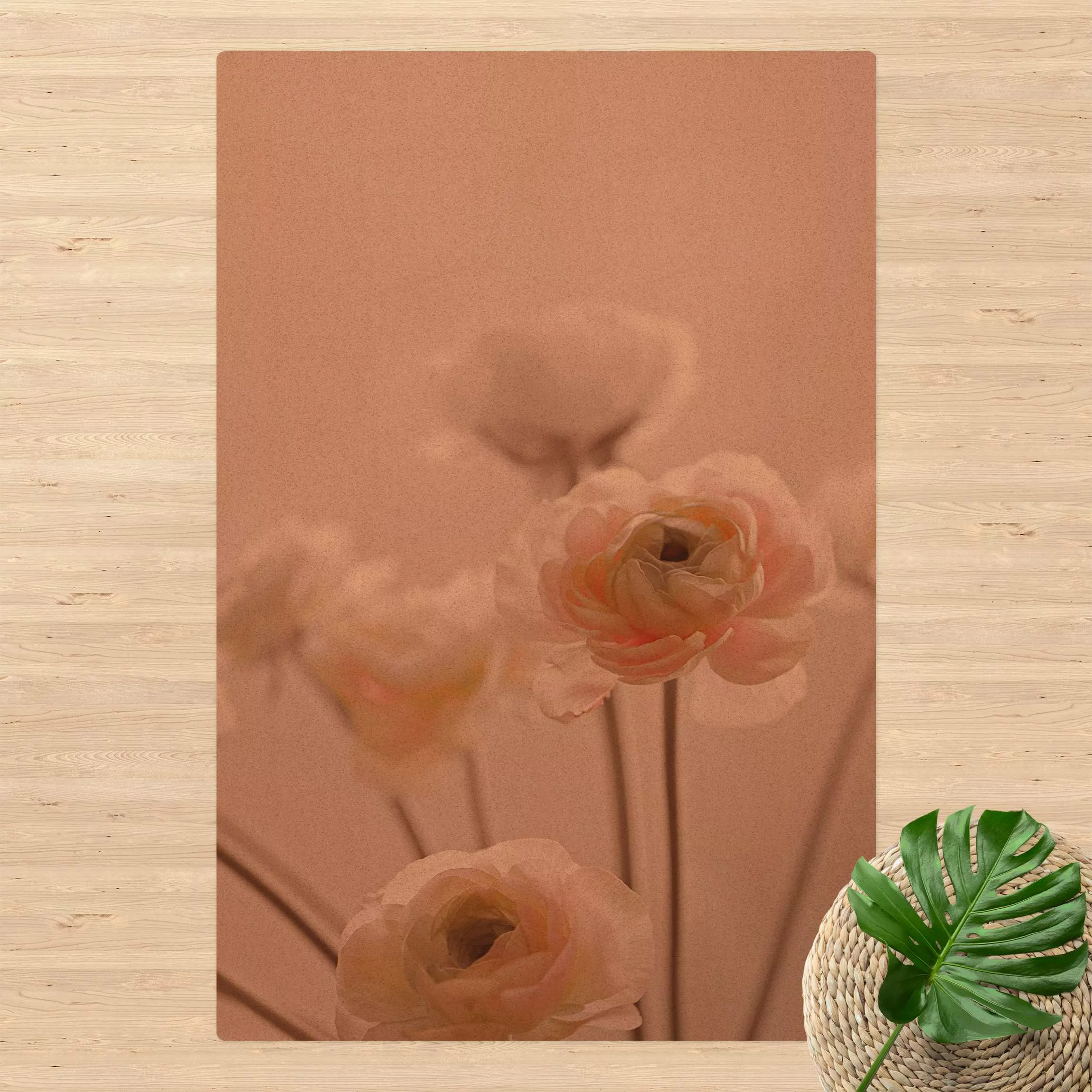 Kork-Teppich Zarter Strauch an Rosa Blüten günstig online kaufen