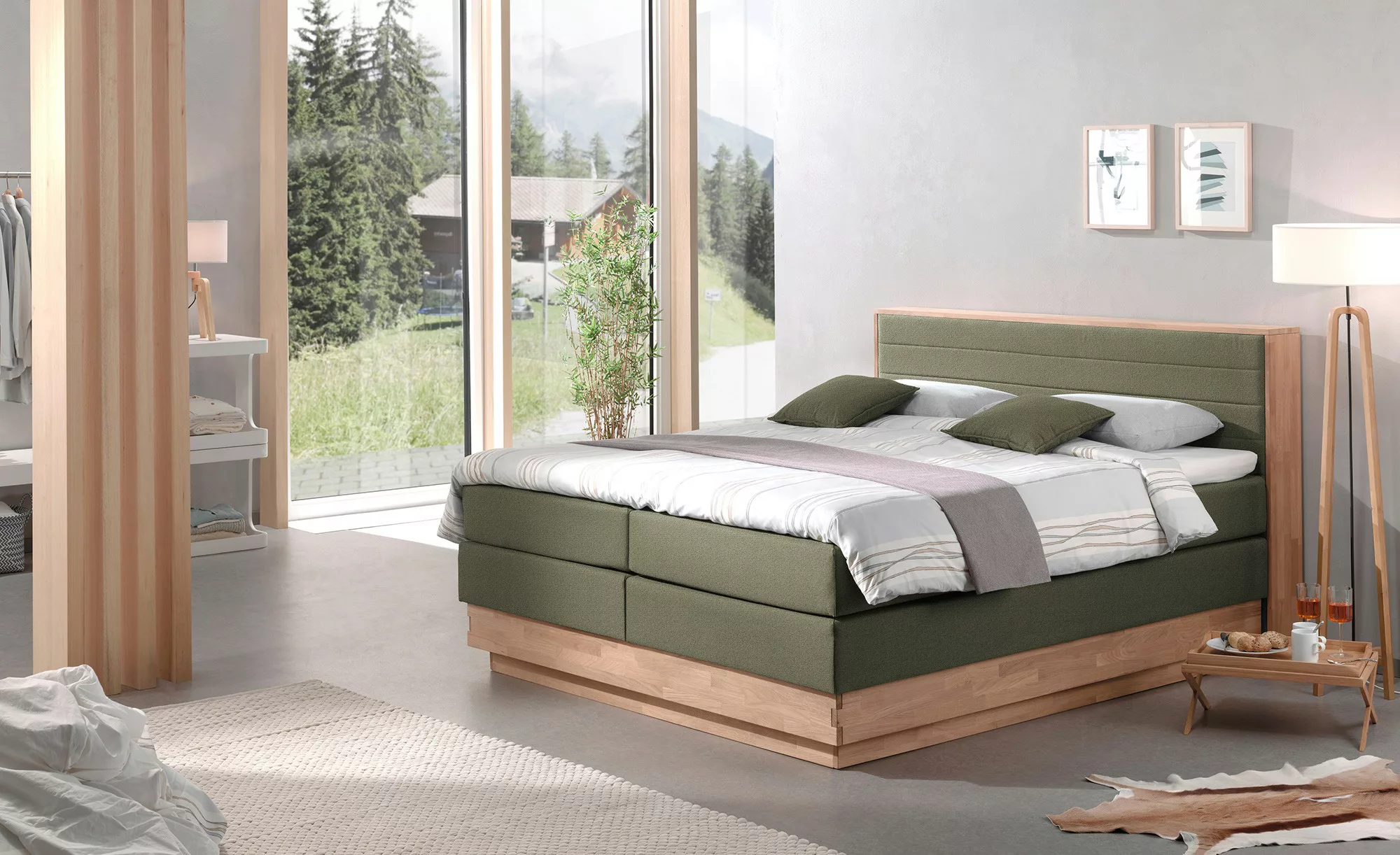 uno Massivholz-Boxspringbett mit Bettkasten - grün - 164 cm - 113 cm - Bett günstig online kaufen