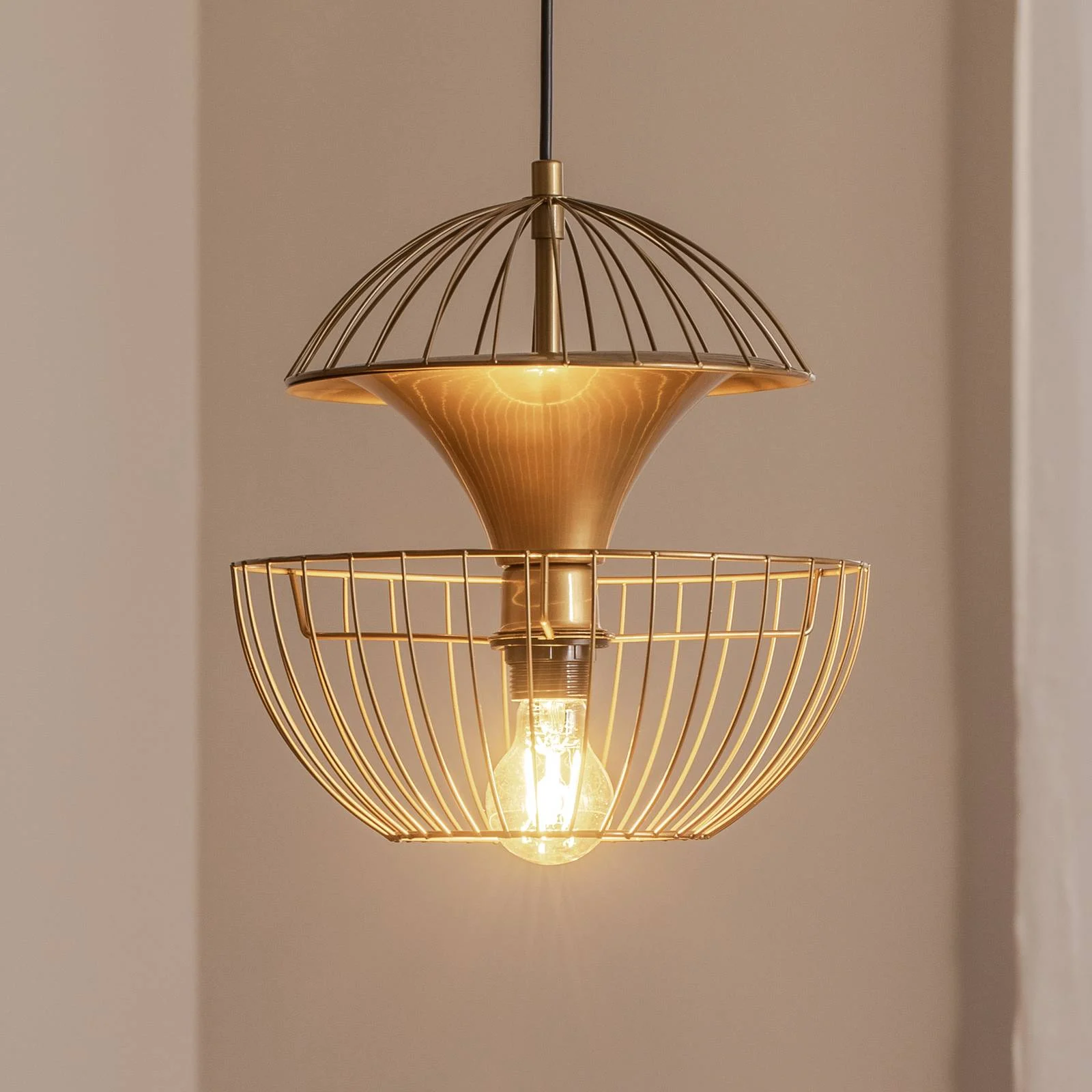 Hängeleuchte Telmander 11410, goldfarben, Metall, Ø 30 cm günstig online kaufen