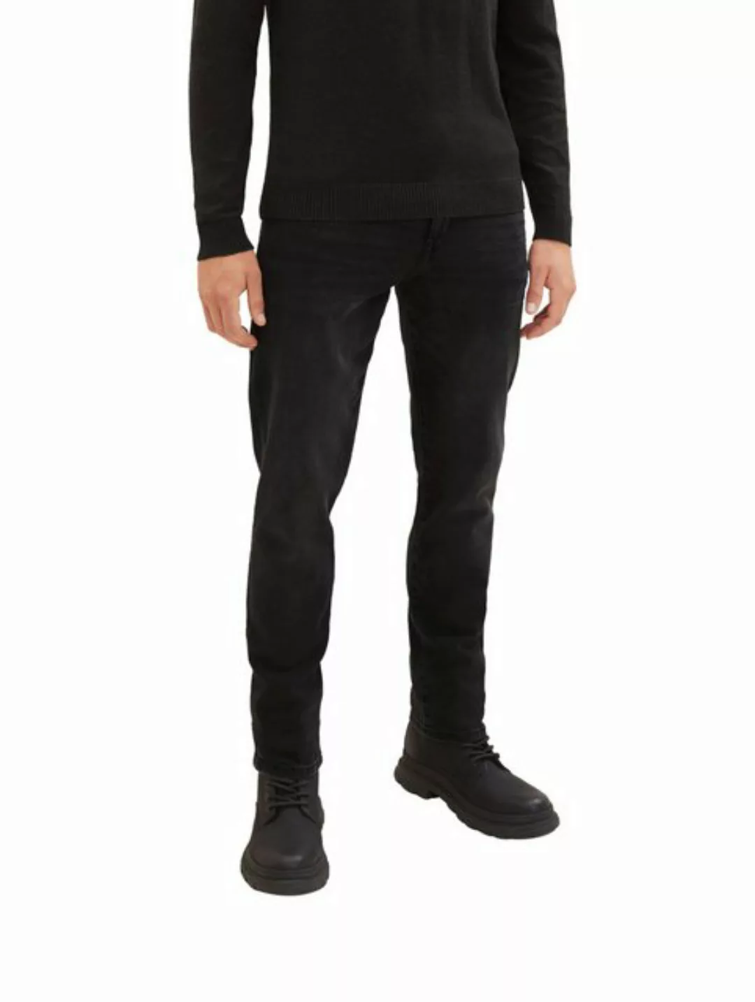 Tom Tailor Herren Jeans JOSH - Slim Fit - Schwarz - Used Dark Stone Black D günstig online kaufen