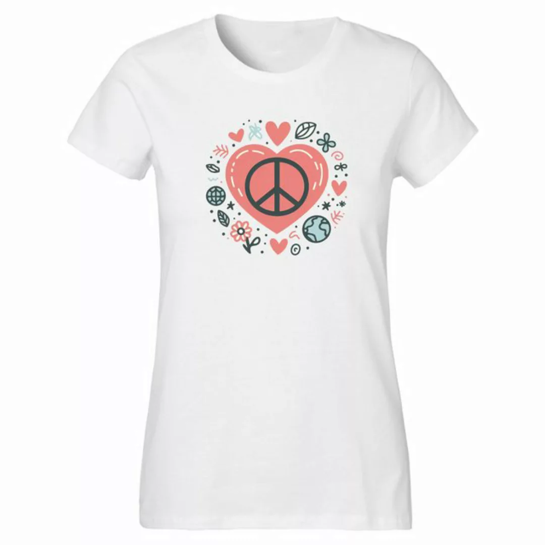 Banco T-Shirt Damen Herz Frieden Liebe Sommershirt Kurzarm Größen XS - 6XL, günstig online kaufen