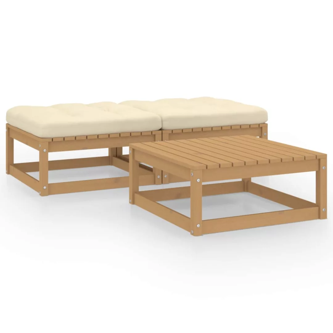 3-tlg. Garten-lounge-set Mit Kissen Kiefer Massivholz günstig online kaufen