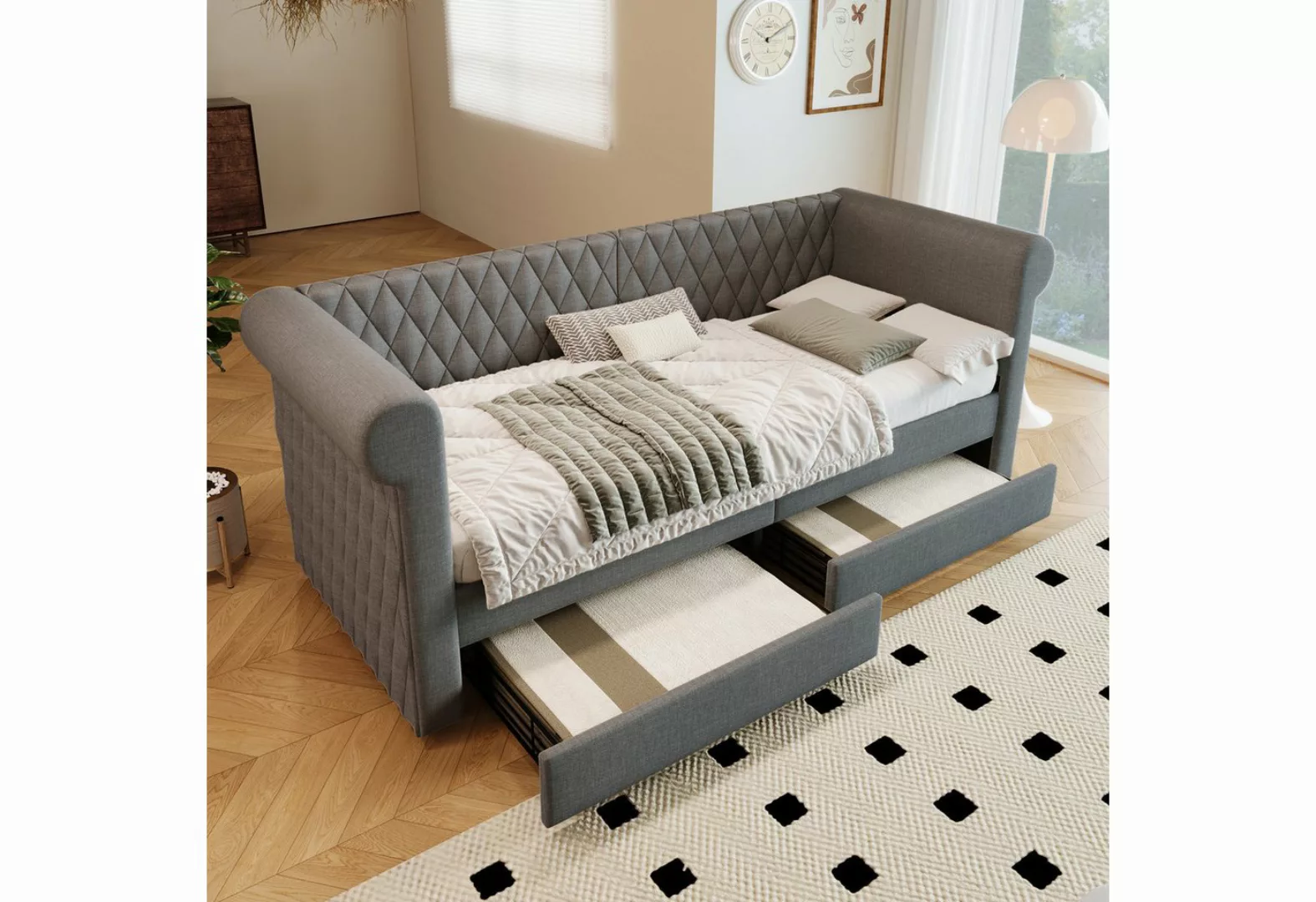 REDOM Daybett Sofa mit Unterbett (Tagesbett,Polsterbett), mit Lattenrost, 2 günstig online kaufen