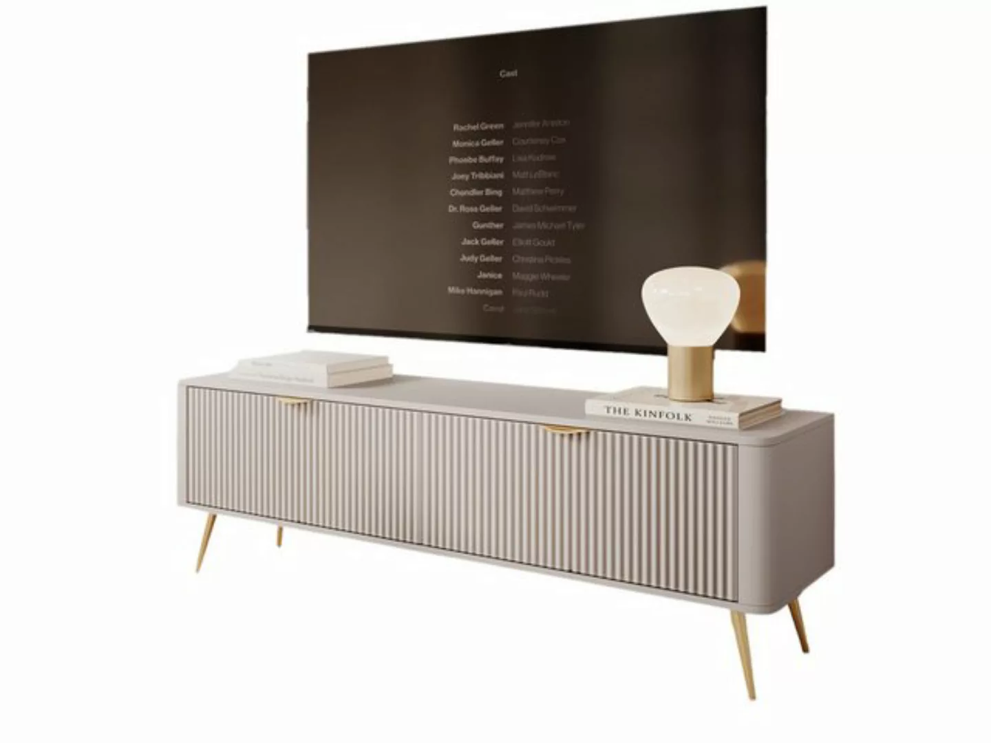 Compleo TV-Schrank mit Lamellen BELLO, TV-Tisch, Metallfüße, Modern Wohnzim günstig online kaufen