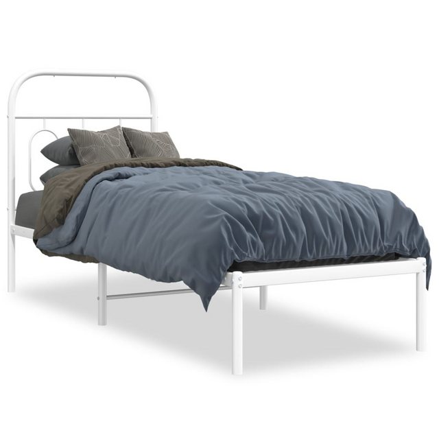 vidaXL Bett, Metallbett ohne Matratze mit Kopfteil Weiß 75x190 cm günstig online kaufen