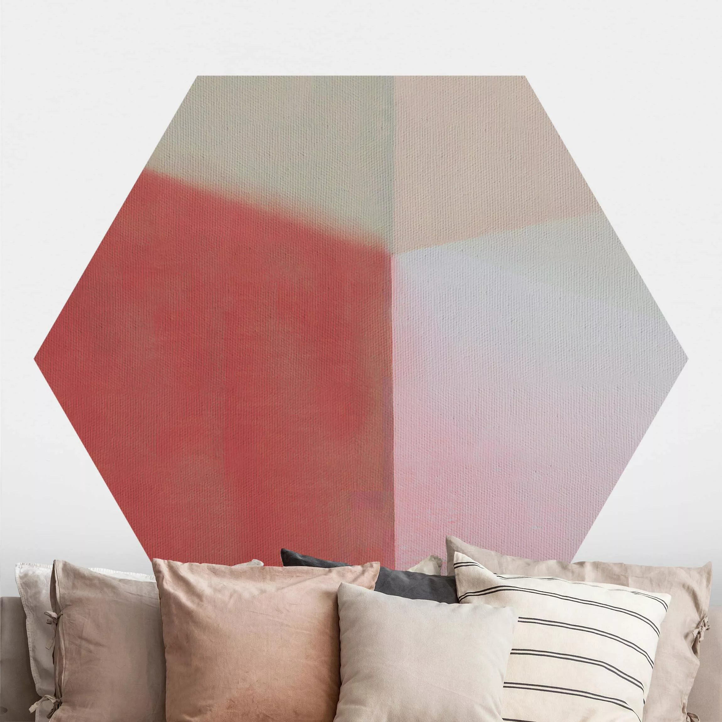 Hexagon Fototapete selbstklebend Warme Farbflächen günstig online kaufen