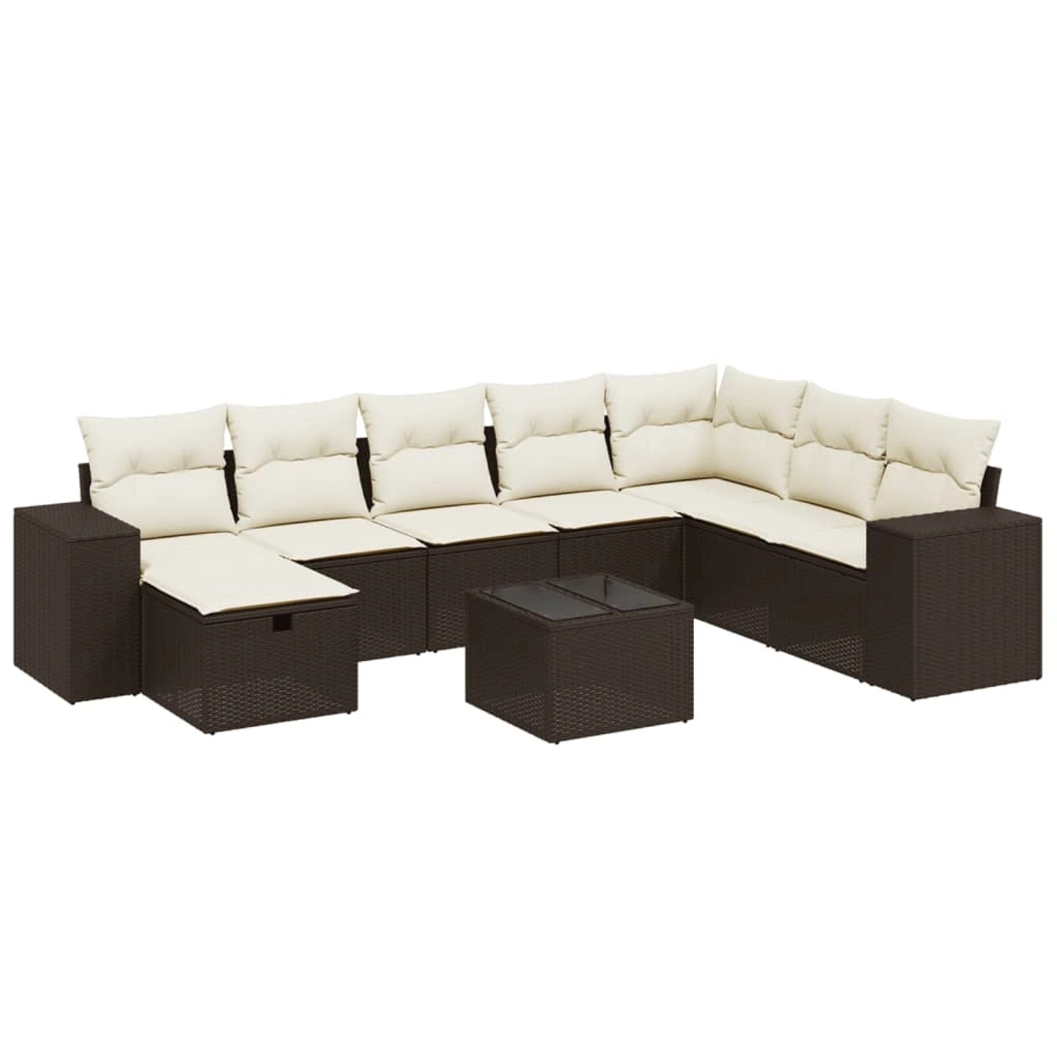 vidaXL 9-Tlg Garten-Sofagarnitur mit Kissen Braun Poly Rattan 3264529 günstig online kaufen