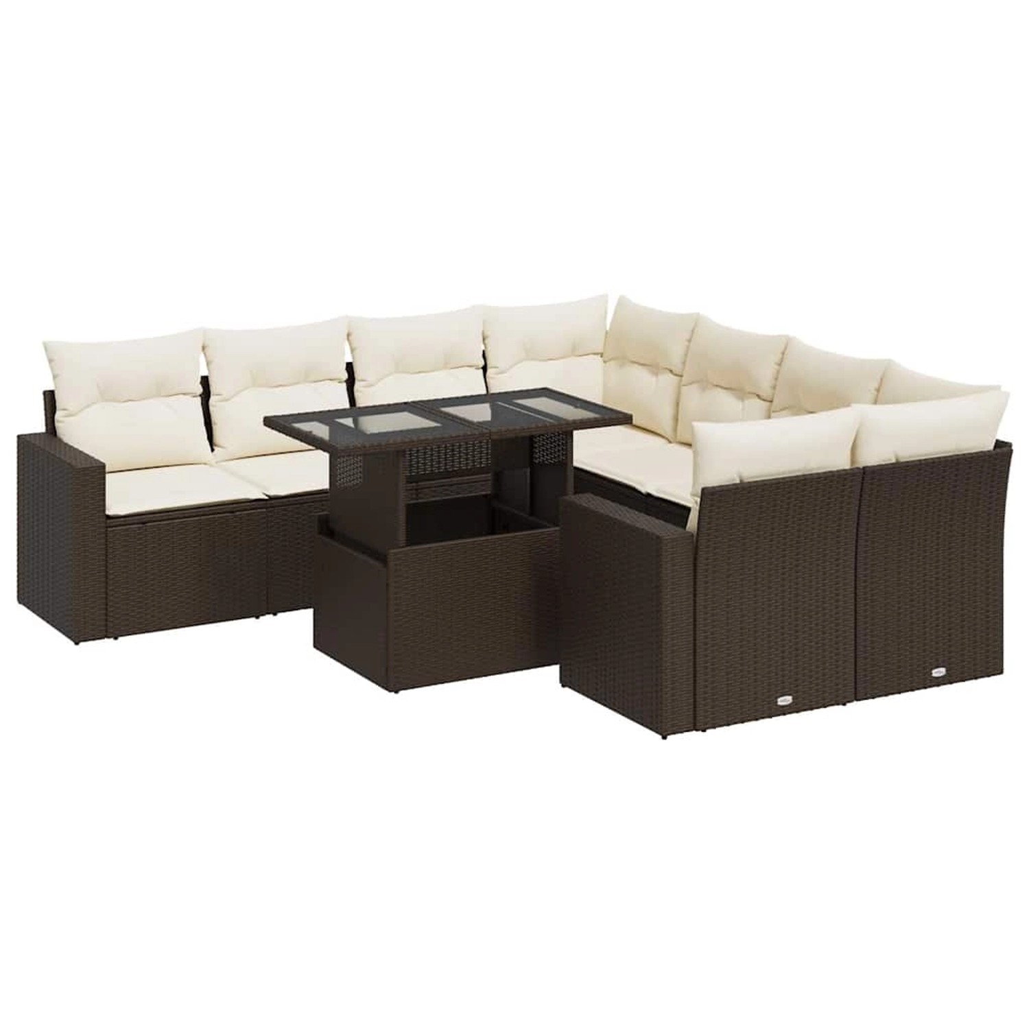 vidaXL 9-Tlg Garten-Sofagarnitur mit Kissen Braun Poly Rattan 3326294 günstig online kaufen