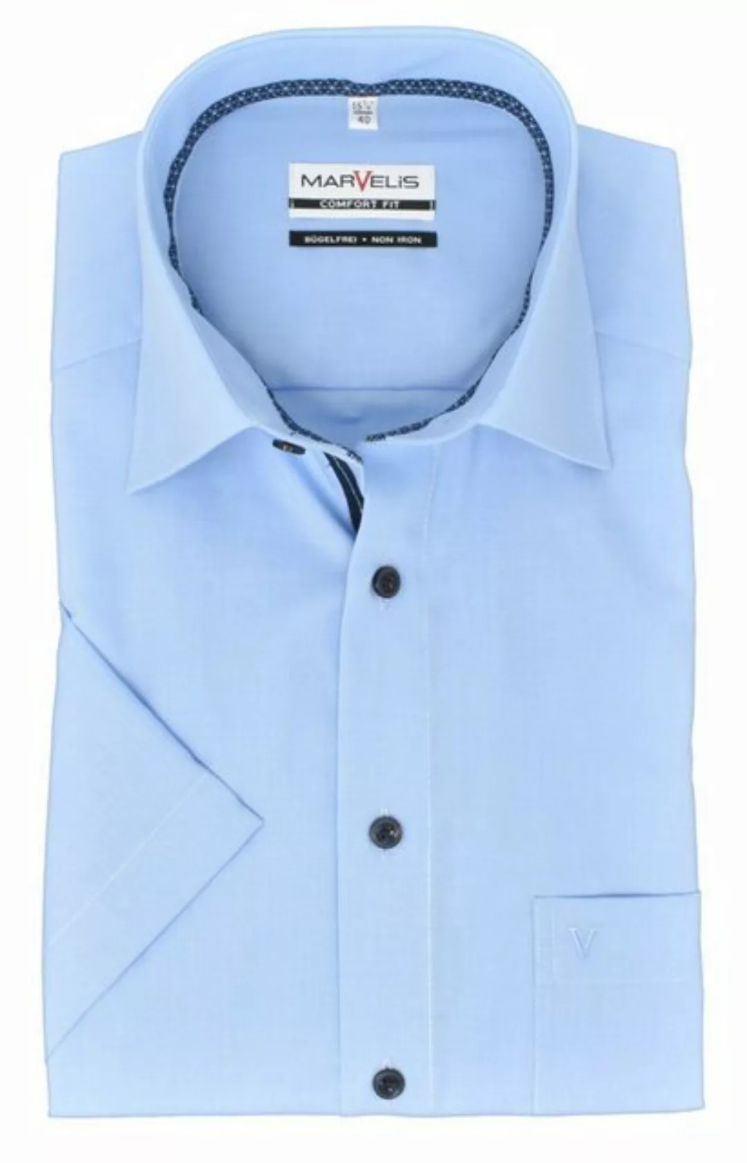 MARVELIS Kurzarmhemd Kurzarmhemd - Comfort Fit - Einfarbig - Hellblau günstig online kaufen