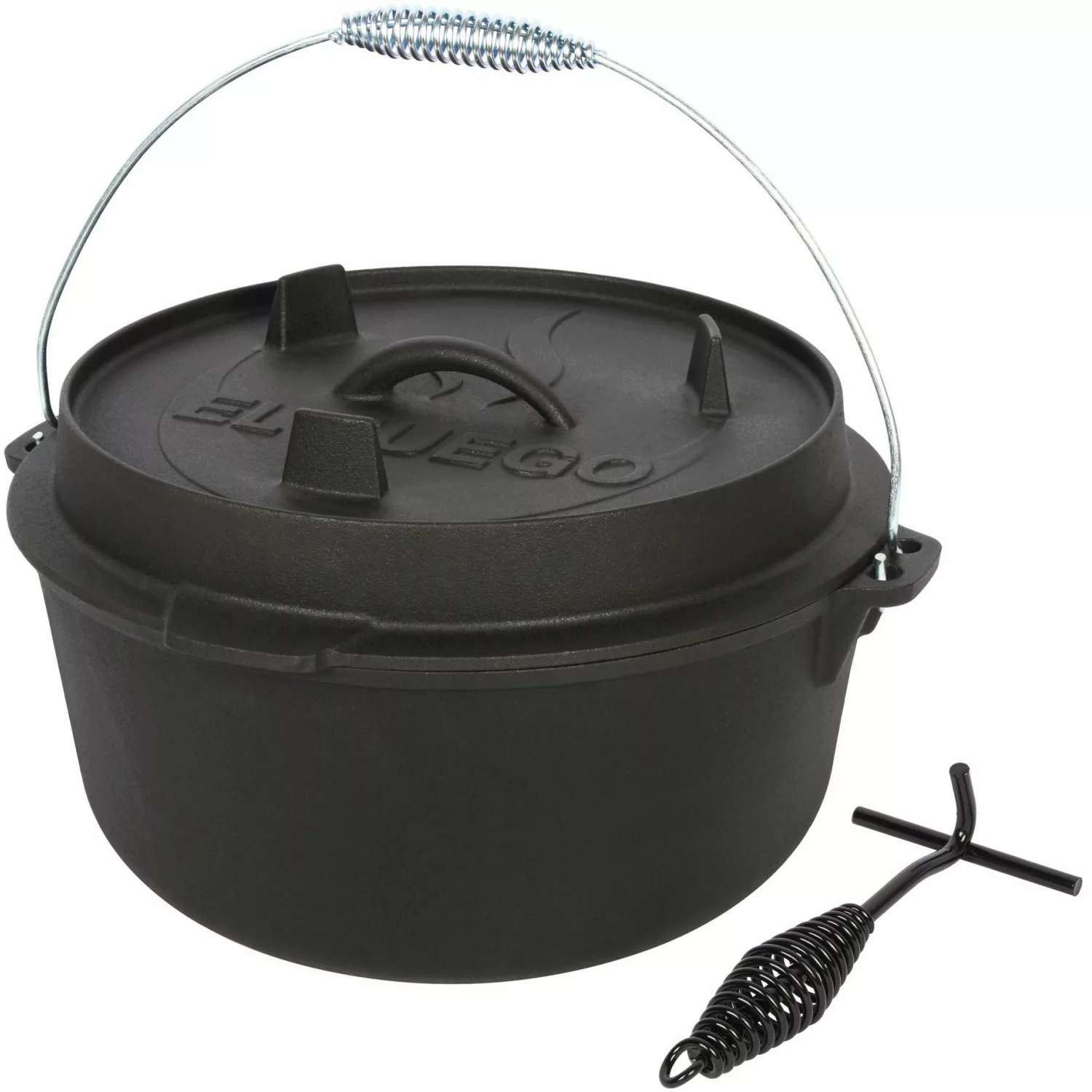 El Fuego Dutch-Oven Gusseisen 7,2 l Deckel 1,8 l Schwarz günstig online kaufen