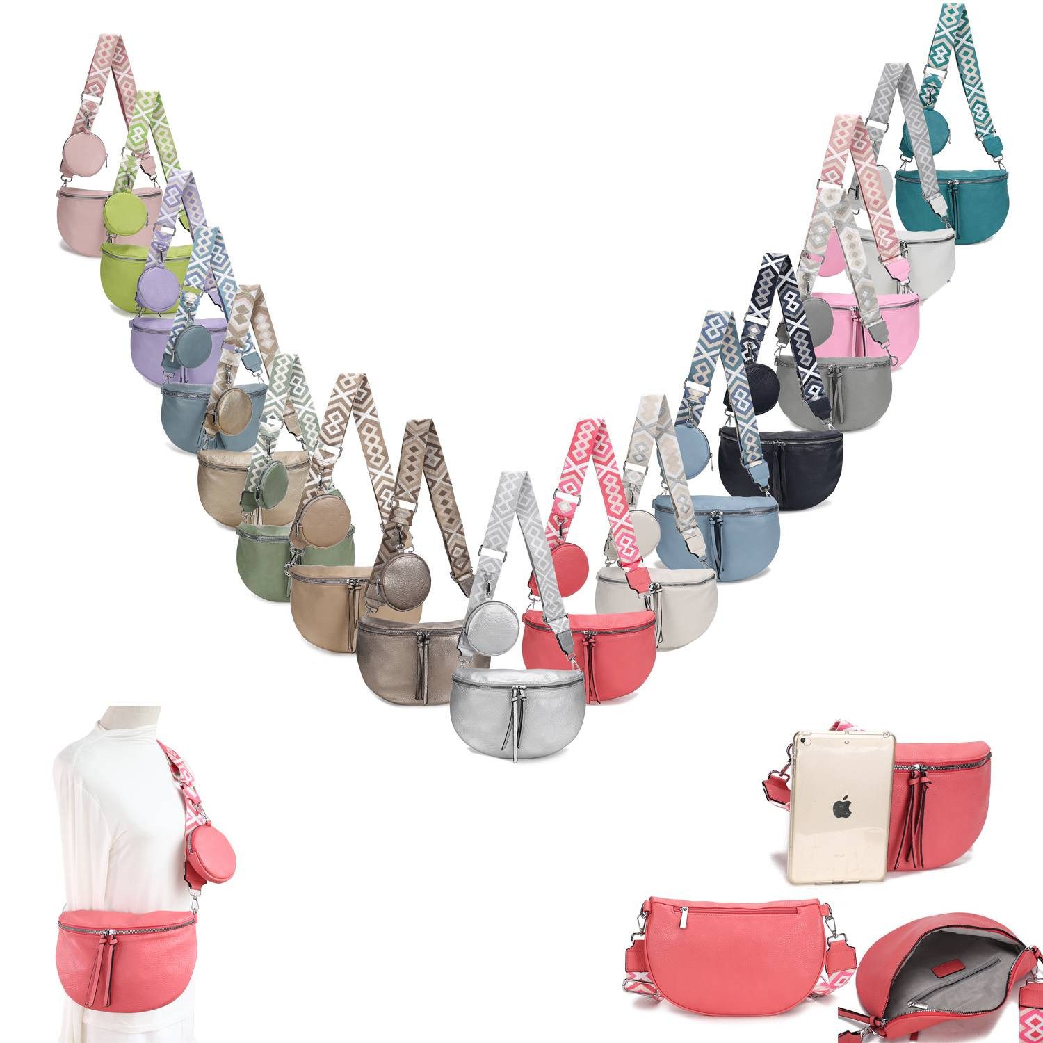 ITALYSHOP24 Bauchtasche Damen Gürteltasche Hüfttasche CrossBody günstig online kaufen