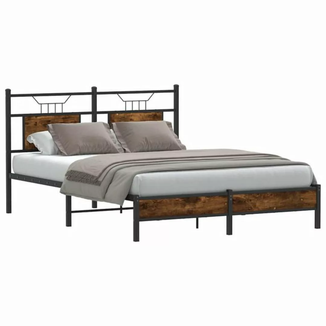 vidaXL Bett Bettgestell ohne Matratze Räuchereiche 140x200 cm Holzwerkstoff günstig online kaufen