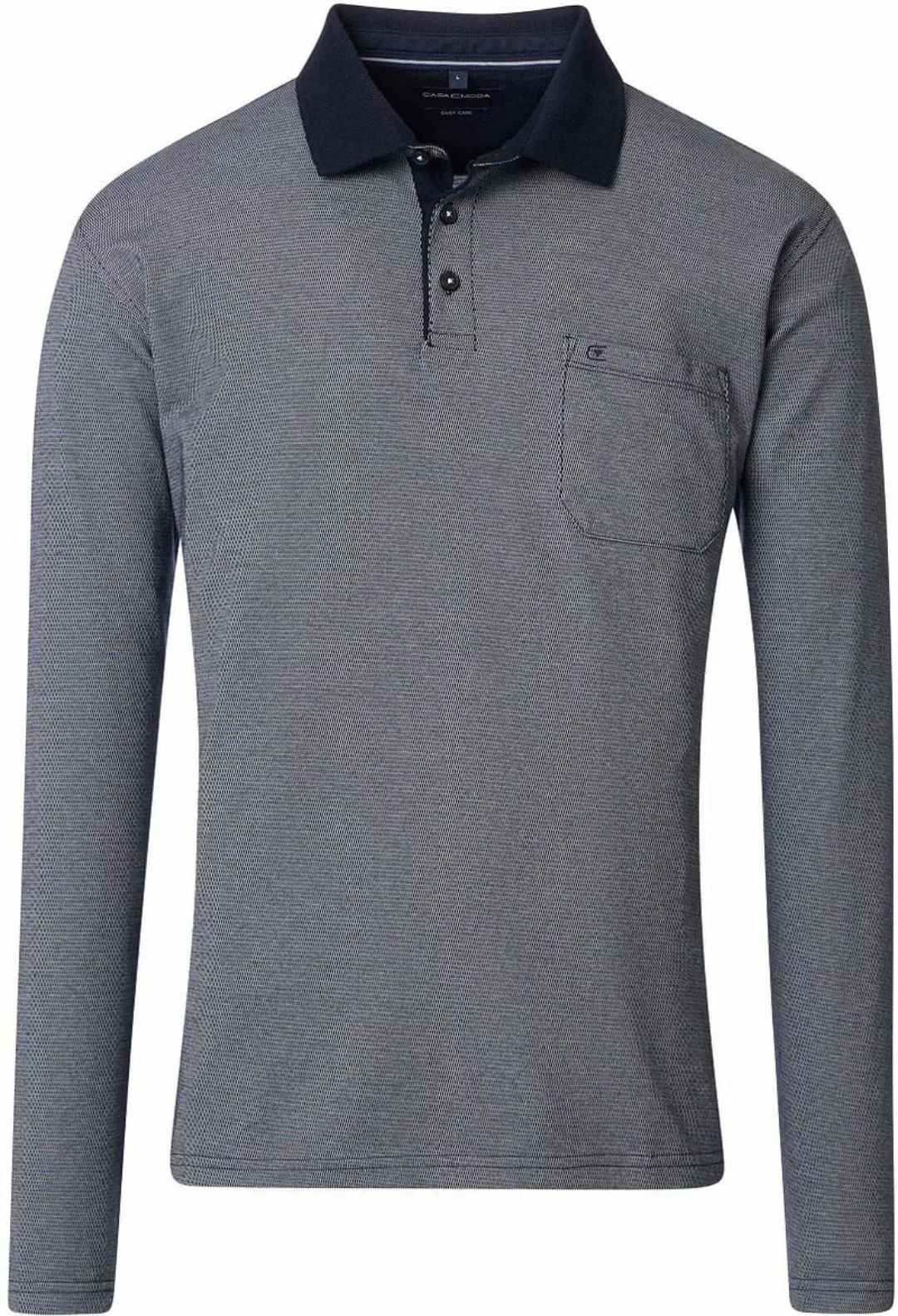 Casa Moda Long Sleeve Poloshirt Structure Blau - Größe 4XL günstig online kaufen