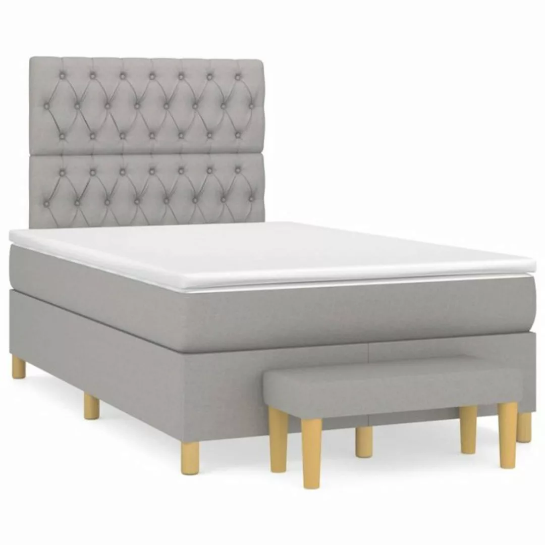 furnicato Bett Boxspringbett mit Matratze Hellgrau 120x200 cm Stoff günstig online kaufen