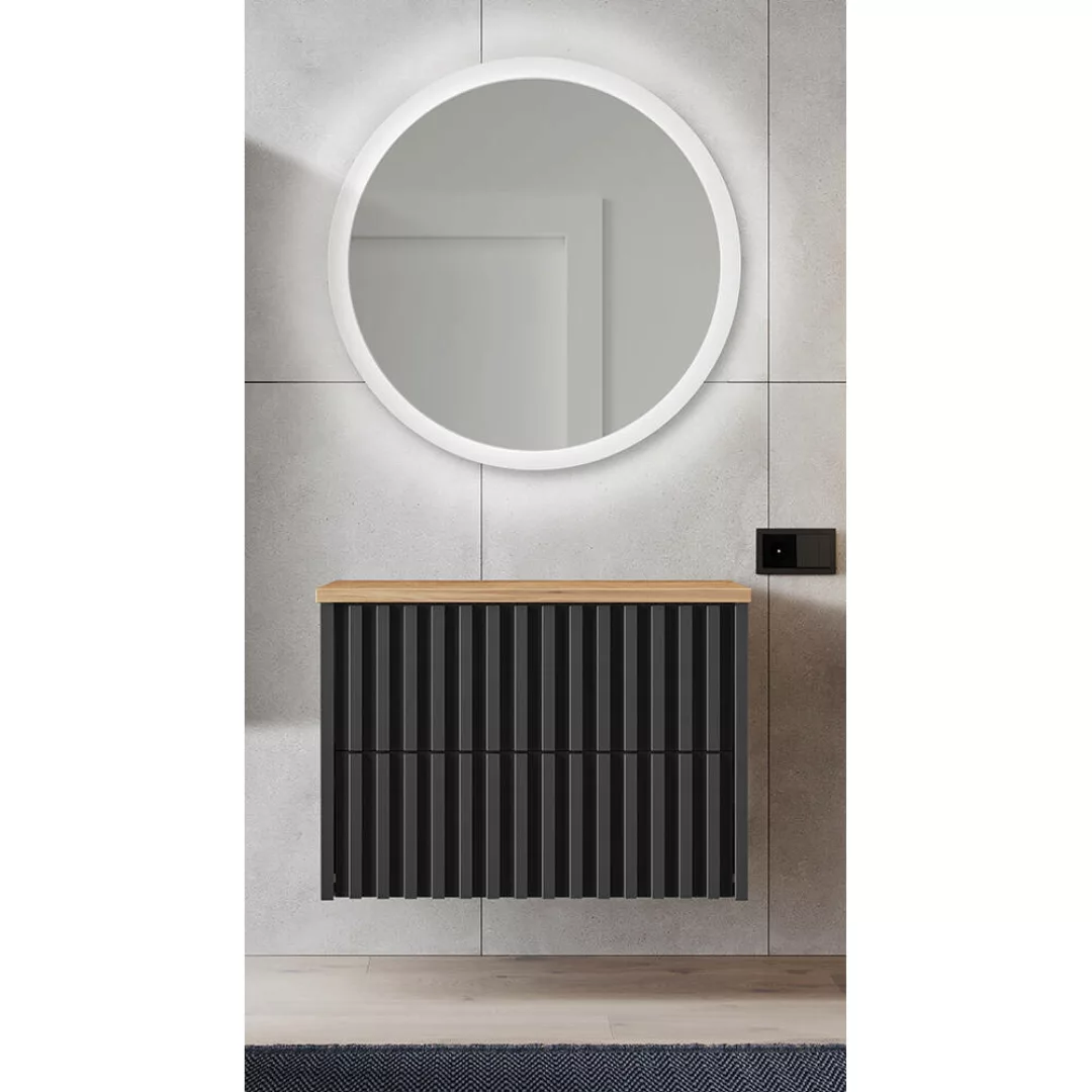 Badmöbel Set Waschtisch Unterschrank 80 cm mit Waschtischplatte, Spiegel NA günstig online kaufen