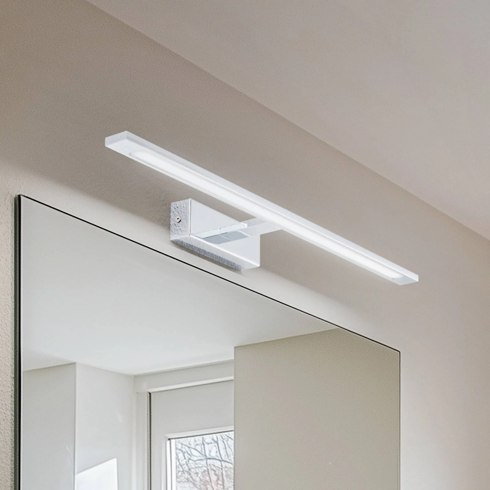 LED-Wandlampe Gallery, chromfarben, Metall Breite 62 cm IP44 günstig online kaufen