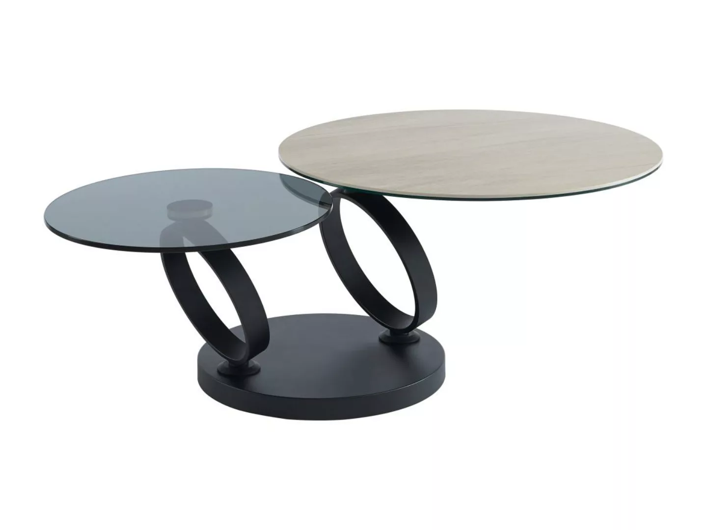 Couchtisch mit drehbaren Tischplatten - Keramik, rauchfarbenes Sicherheitsg günstig online kaufen