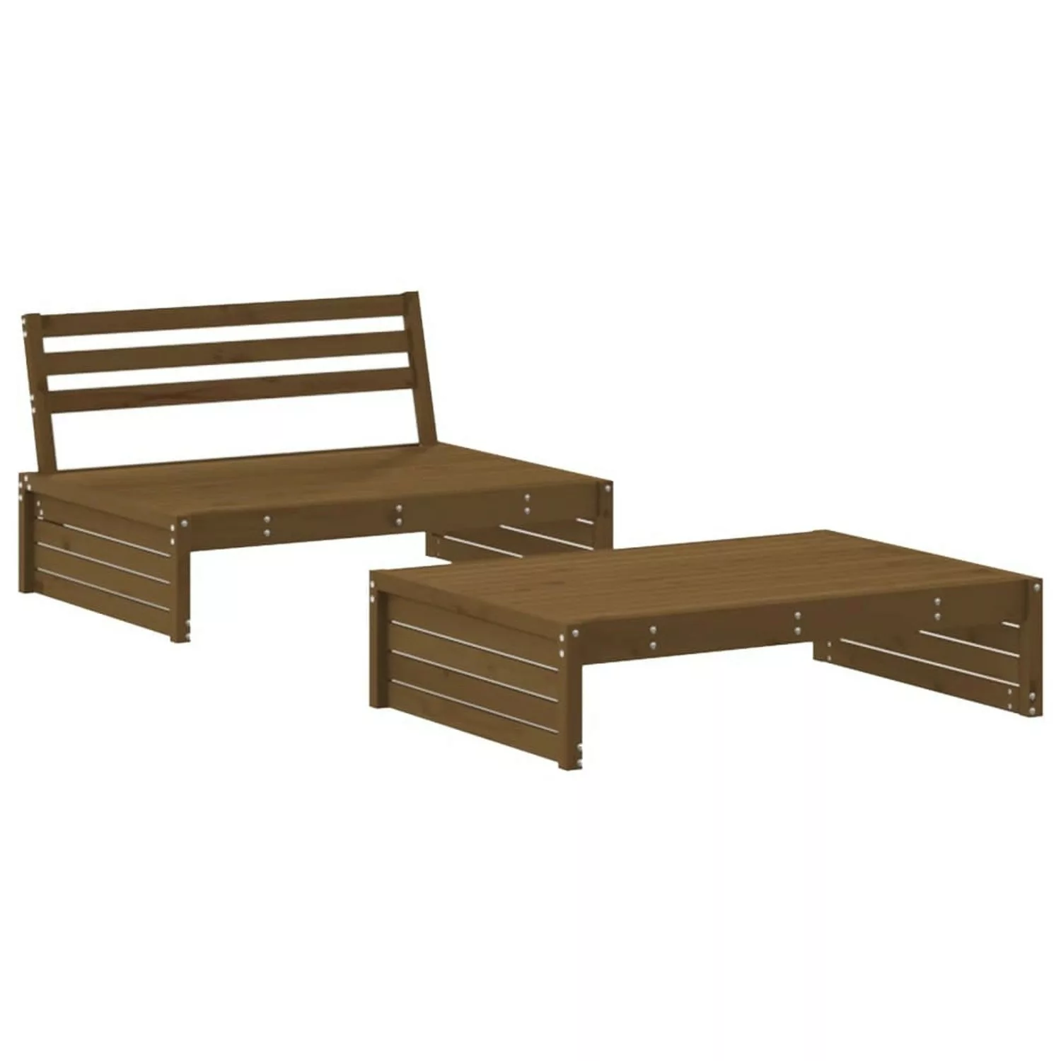 vidaXL 2-tlg Garten-Lounge-Set Honigbraun Massivholz Kiefer Modell 3 günstig online kaufen