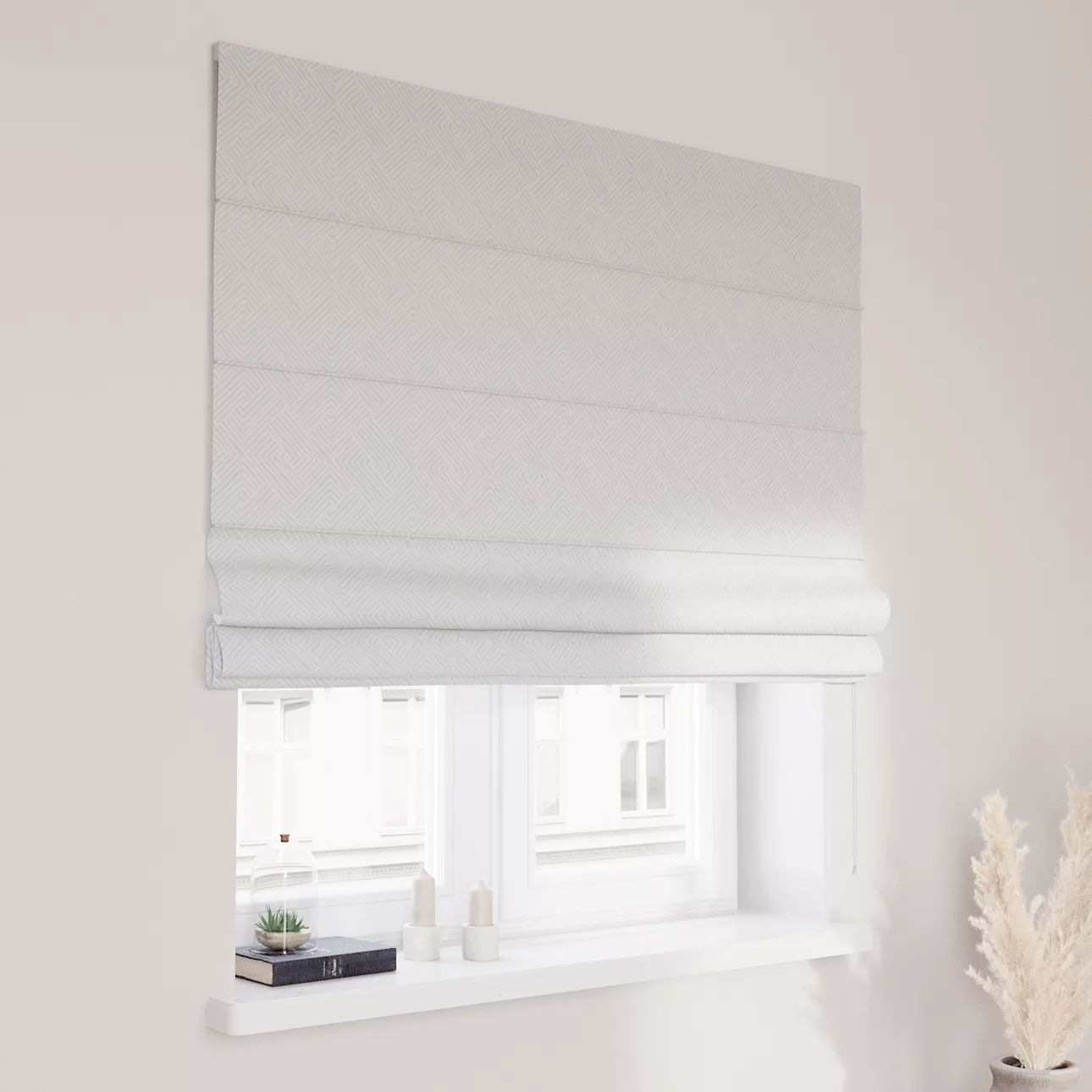 Dekoria Raffrollo Capri, grau-weiß, 120 x 160 cm günstig online kaufen