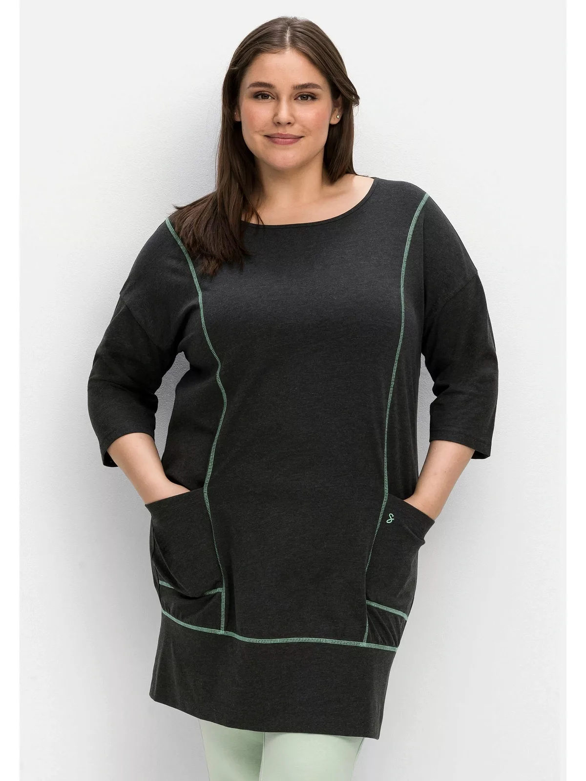 Sheego Shirtkleid "Große Größen", mit Kontrastnähten und Saumbund günstig online kaufen