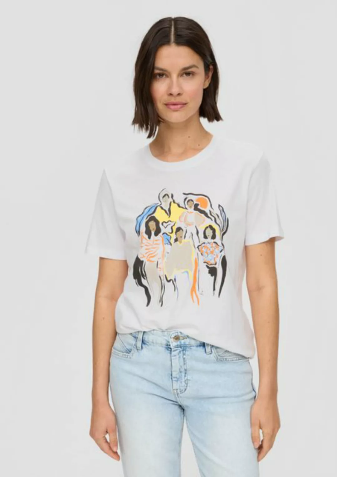 s.Oliver Kurzarmshirt T-Shirt aus Baumwolle mit Front- und Rückenprint günstig online kaufen