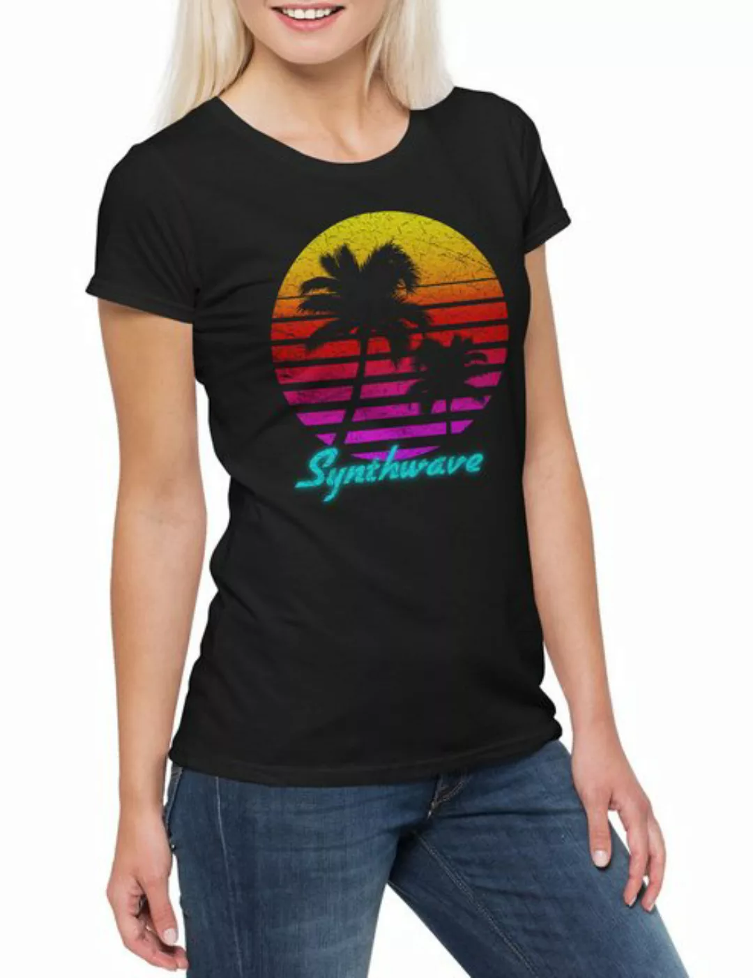 Urban Backwoods Print-Shirt Synthwave I Damen T-Shirt Attack Decay Sustain günstig online kaufen