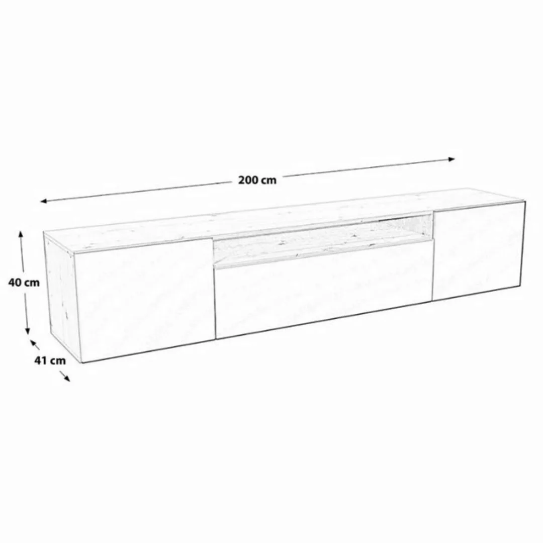 Beautysofa TV-Schrank Moderner Hängeschrank mit gefräster NEO-Front (B:200/ günstig online kaufen