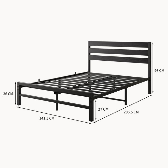 HAUSS SPLOE Metallbett mit MDF-Kopfteil, Lattenrost, modernes Design, 140 x günstig online kaufen