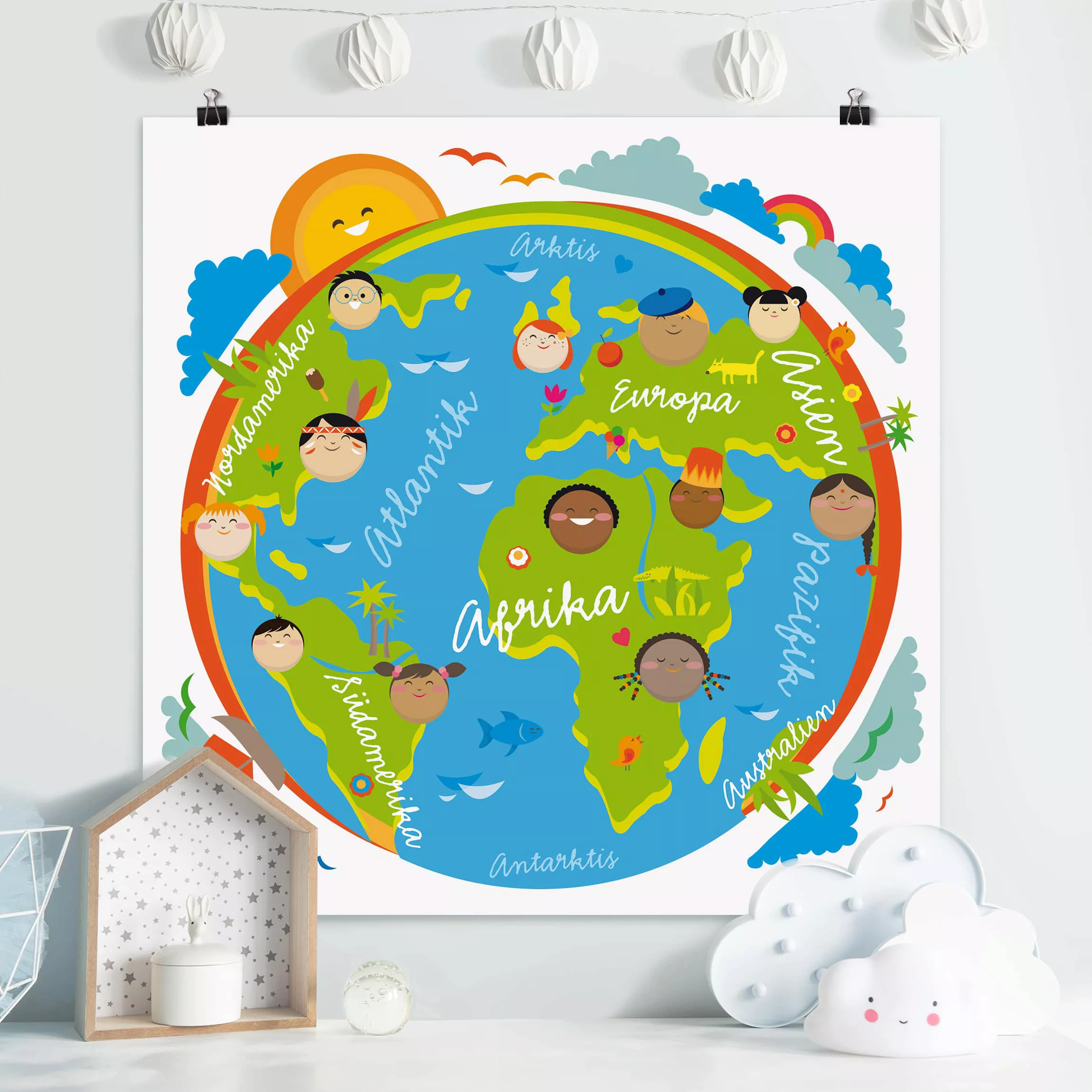 Poster Kinderzimmer - Quadrat No.EK129 Kinderwelt günstig online kaufen