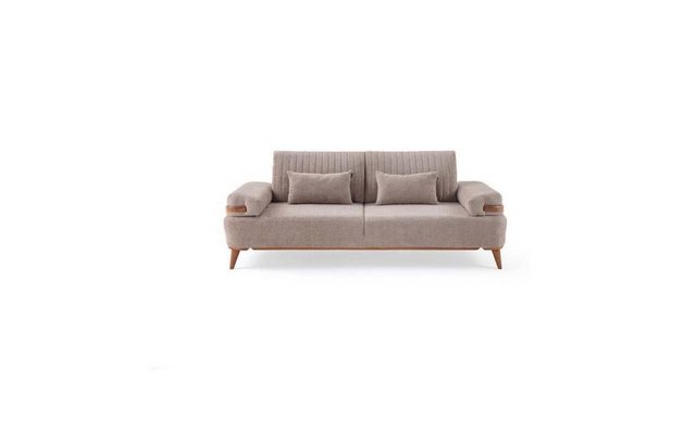 JVmoebel 3-Sitzer Designer Beiges 3-Sitzer Sofa Wohnzimmer Holzgestell Luxu günstig online kaufen