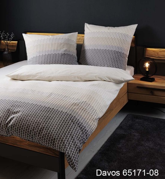 Janine Janine Feinbiber Bettwäsche DAVOS 65171 grau beige Größe:  240x220 c günstig online kaufen