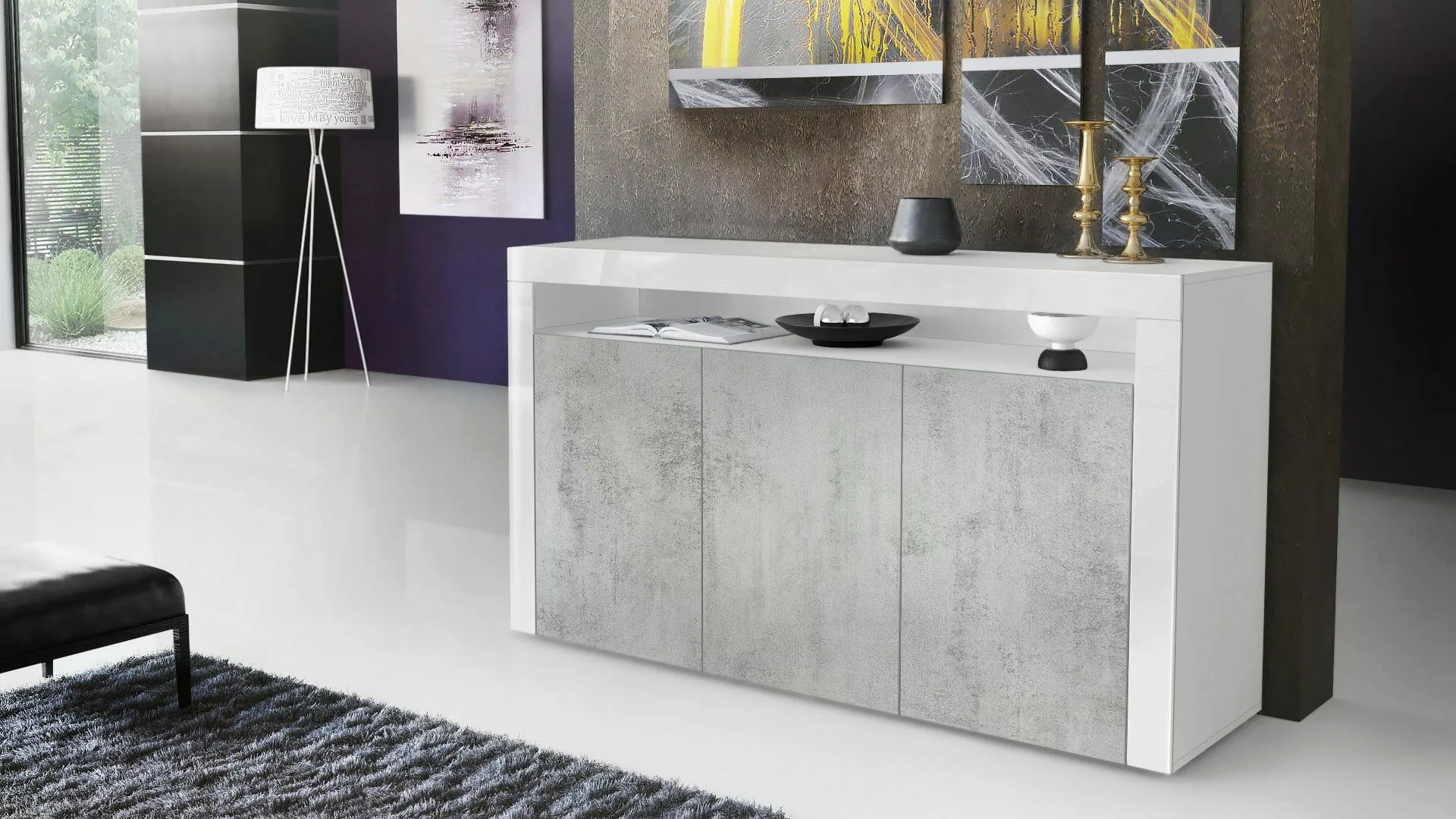 Vladon Sideboard Valencia (Sideboard, mit 3 günstig online kaufen