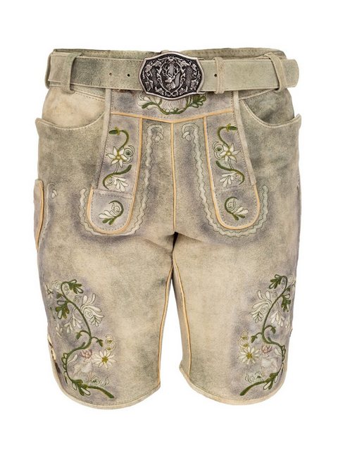 Maddox Trachtenhose Lederhose kurz mit Gürtel FLEESENSEE ivory green günstig online kaufen