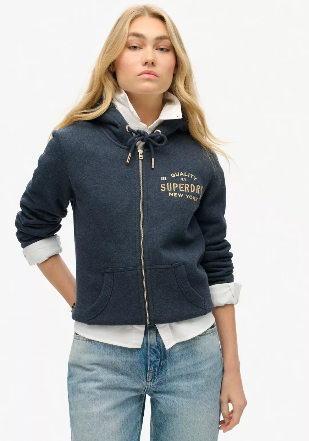 Superdry Sweatjacke "SU-Luxe Metallic Logo Ziphood" günstig online kaufen