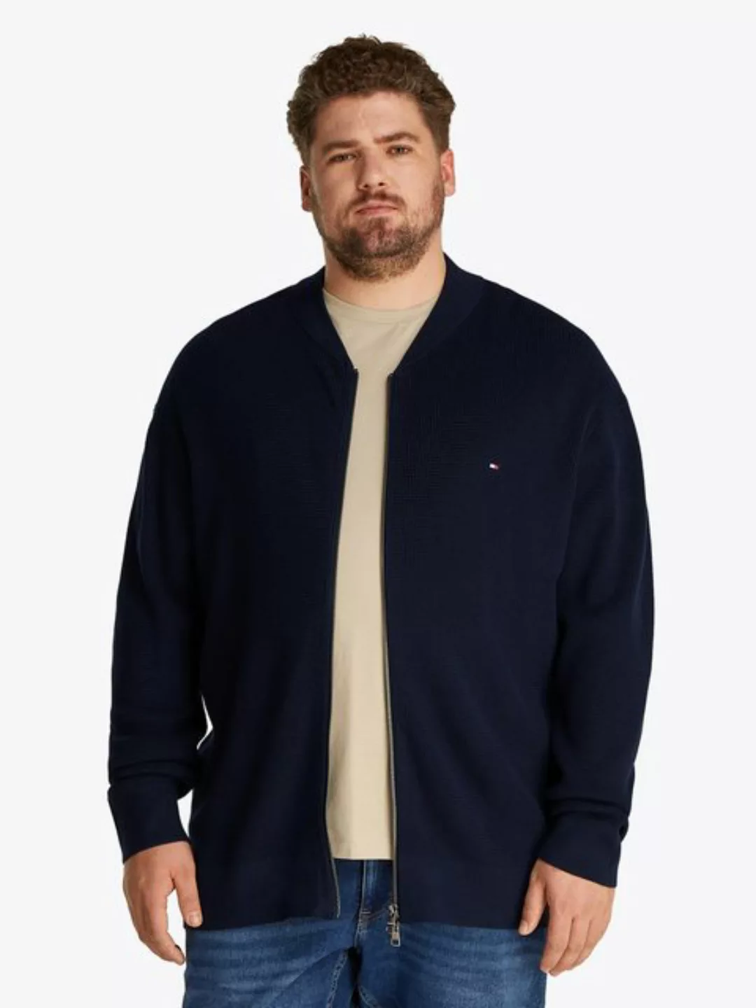 Tommy Hilfiger Big & Tall Strickjacke BT-RACKING STRUCTURE BASEBALL-B Große günstig online kaufen