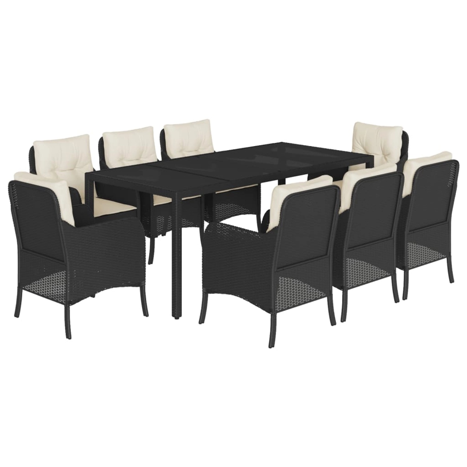 vidaXL 9-Tlg Garten-Essgruppe mit Kissen Schwarz Poly Rattan 3211847 günstig online kaufen