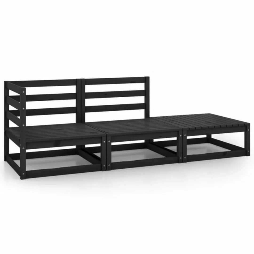 vidaXL Sofaelement 3-tlg. Garten-Lounge-Set Schwarz Massivholz Kiefer (1 St günstig online kaufen