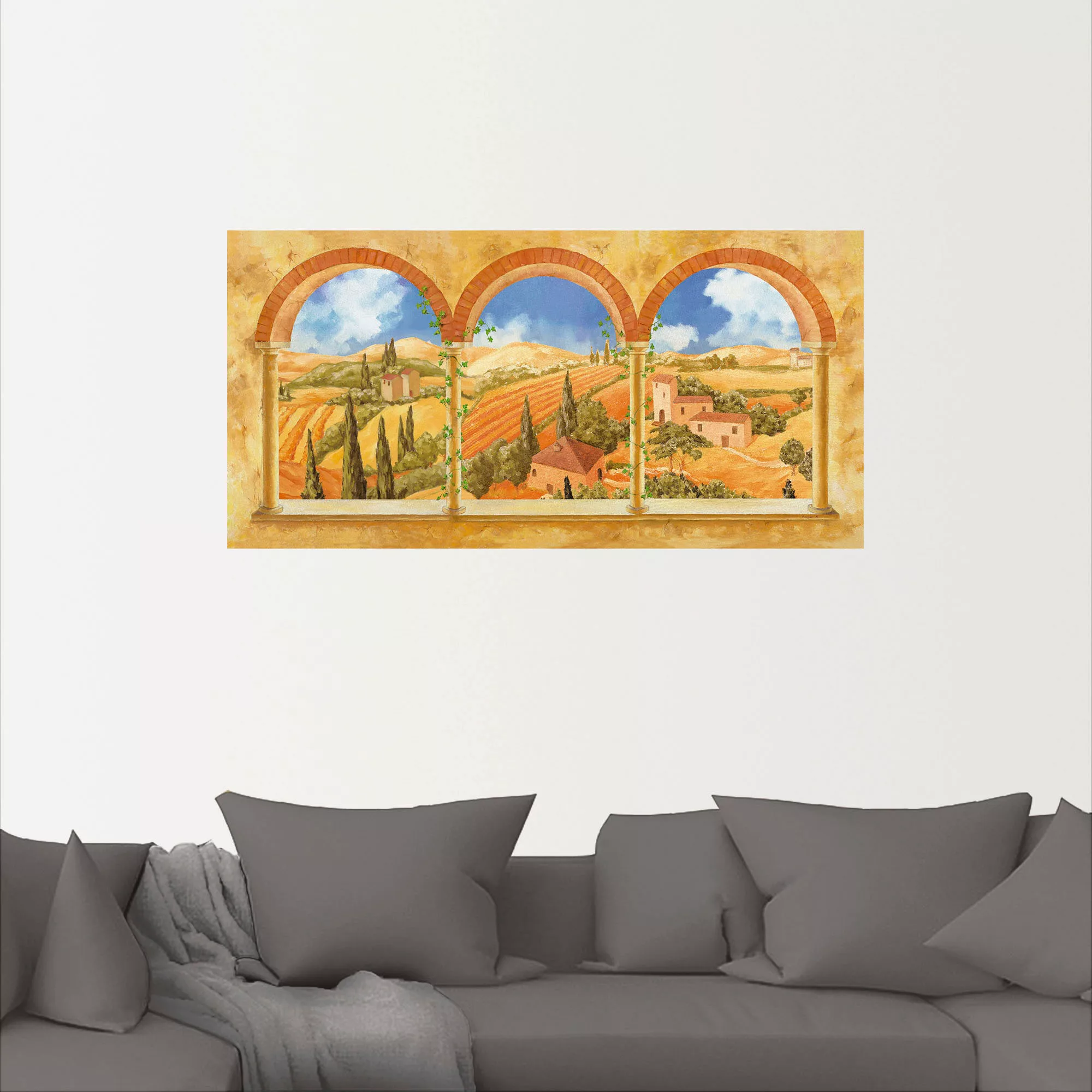 Artland Wandbild »Drei Torbögen mit Blick in die Toskana«, Fensterblick, (1 günstig online kaufen